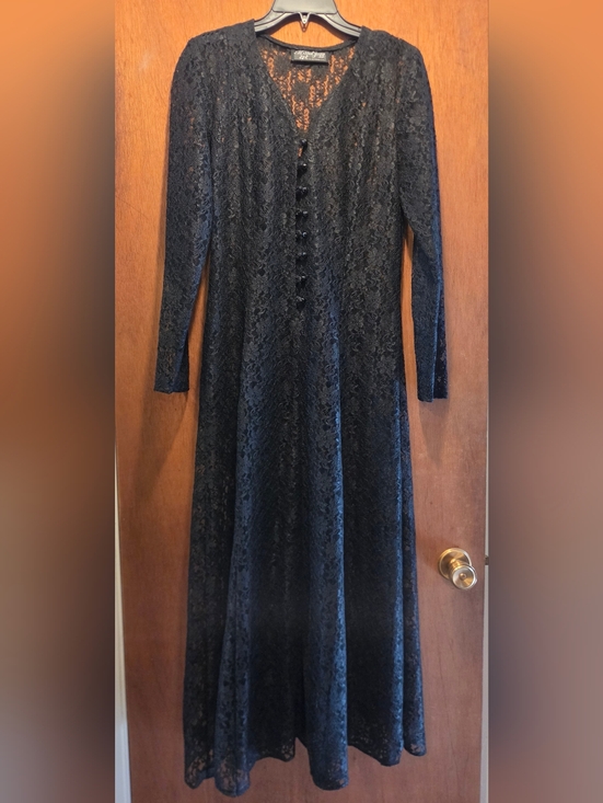 All that Jazz Dresses & Skirts - All That Jazz Vintage Sheer Black Lace Long Sleeve Maxi Dress SzM